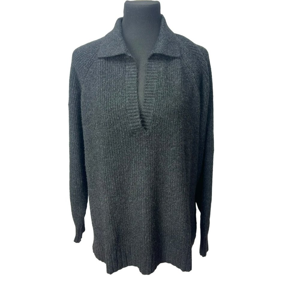 American Eagle Collared Charcoal Gray‎ Sweater Women's Size Medium